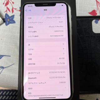 IPhone 11 Pro Max silver 64gb(スマートフォン本体)