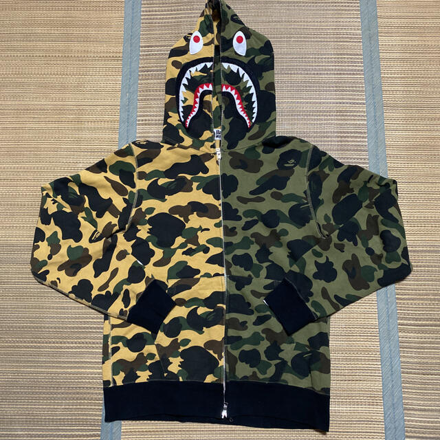 APE BAPE KAWS HALF SHARK シャークパーカー　迷彩 L