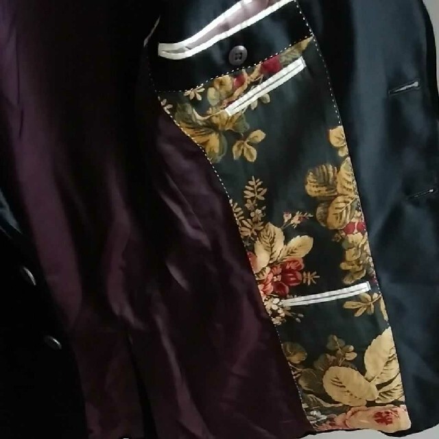 Paul Smith ラペル切替 ベロアテーラード2Bジャケット 裏地花柄