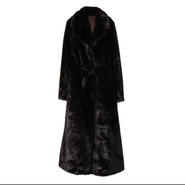 eimy istoire(エイミーイストワール)のフェイクミンクロングファーコート　ブラック　BLACK レディースのジャケット/アウター(毛皮/ファーコート)の商品写真