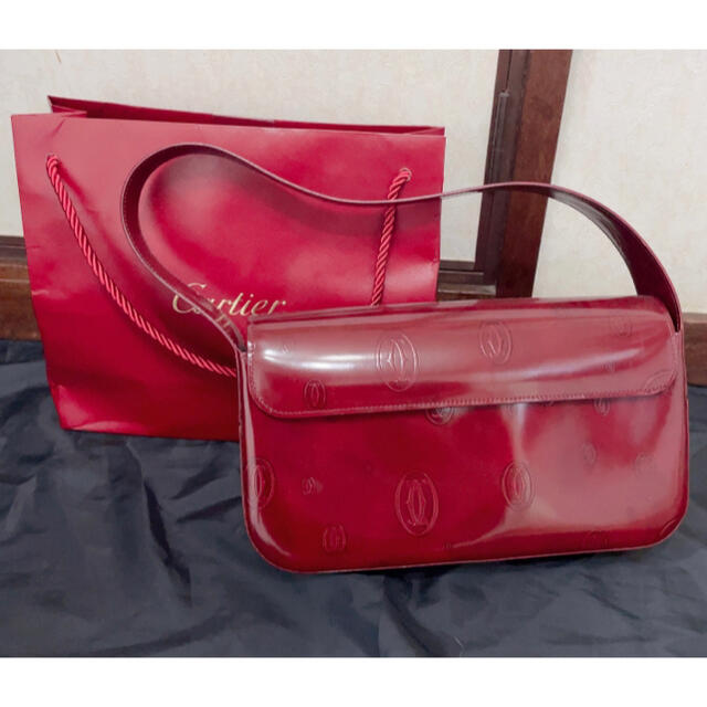 バッグ美品★CartierハッピーバースデーレザーエナメルBag