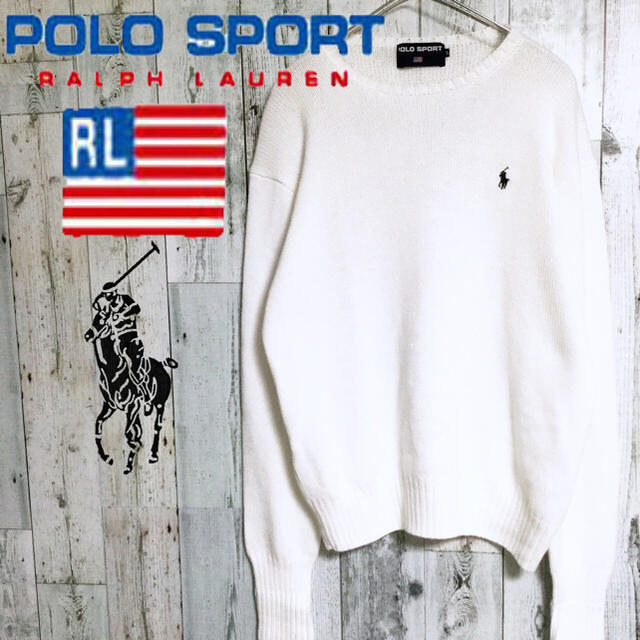 POLO RALPH LAUREN(ポロラルフローレン)の最終値段　90s ポロスポーツ　ラルフローレン　ワンポイント　ニット メンズのトップス(ニット/セーター)の商品写真