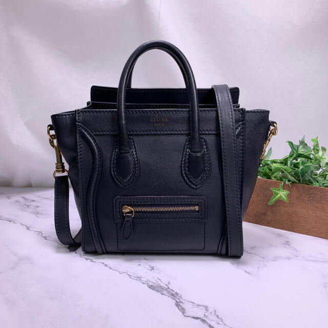 celine(セリーヌ)のCELINE✨ラゲージ ナノショッパー ブラック 2WAY ハンドバッグ レディースのバッグ(ショルダーバッグ)の商品写真