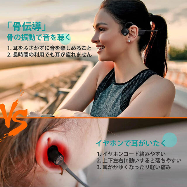 骨伝導イヤホン 最新Bluetooth5.1 ワイヤレスヘッドホン スポーツ専用 2