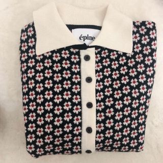 ザラ(ZARA)のmini flower spring knit cardigan black(カーディガン)