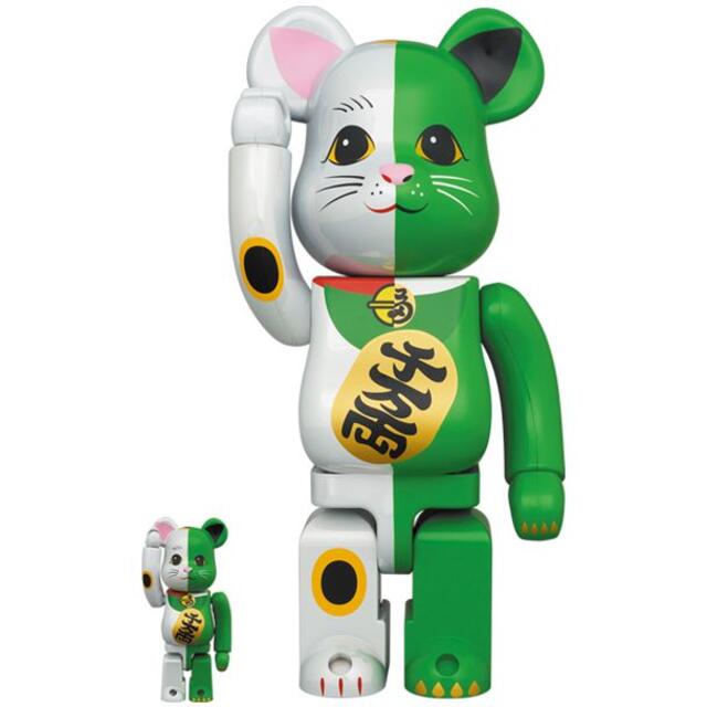 即発送BE@RBRICK 招き猫 白×緑 100％ & 400％