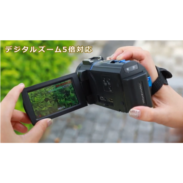 新品 運動会★充電器2個付 4Kビデオカメラ赤 ＋マイク+SD+三脚セット02 スマホ/家電/カメラのカメラ(ビデオカメラ)の商品写真