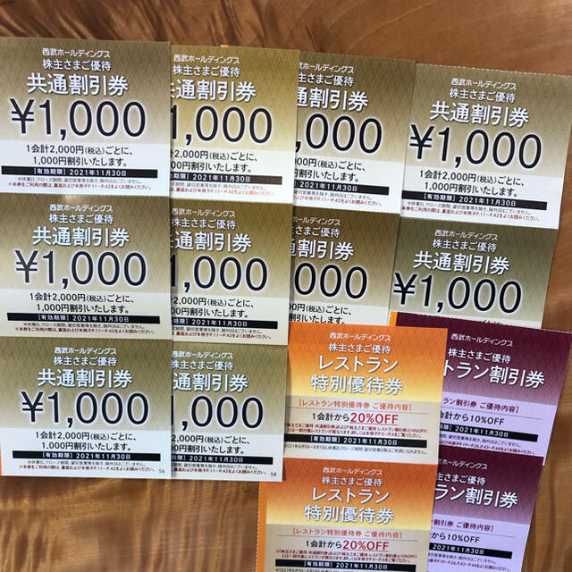 チケット西武プリンスホテル共通割引券1000円券10枚組