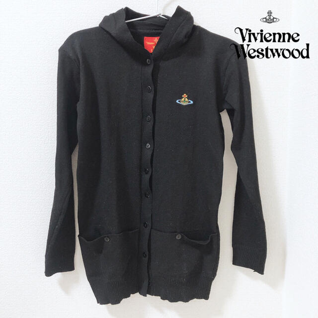 Vivienne Westwood(ヴィヴィアンウエストウッド)のヴィヴィアンウエストウッド レッドレーベル パーカーニットカーディガン 黒 レディースのトップス(カーディガン)の商品写真