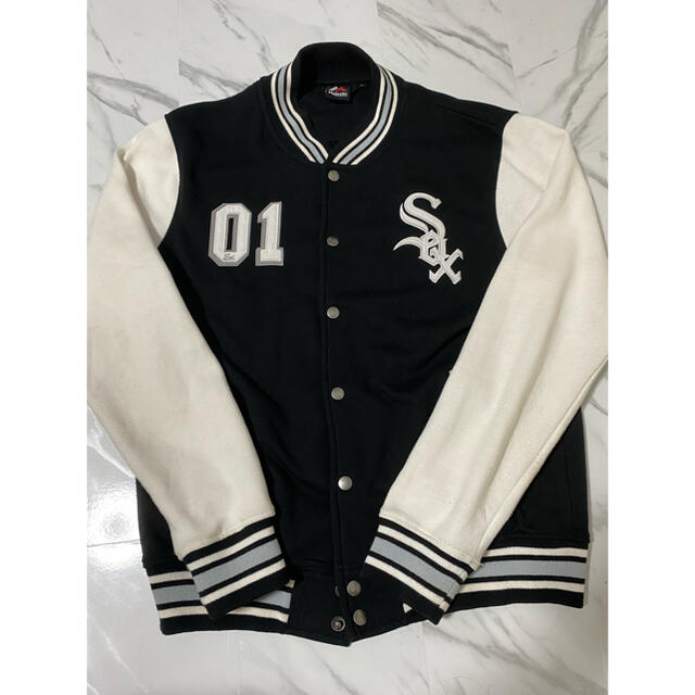 値下げ可能】90s MLB シカゴホワイトソックス スタジャン 黒白 Sの通販