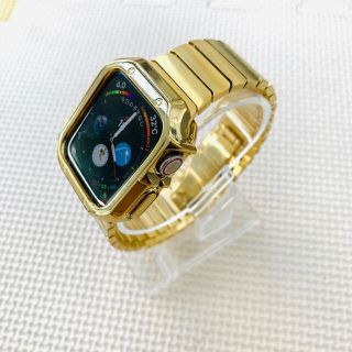 アップルウォッチ(Apple Watch)のアップルウォッチカバー アップルウォッチケースステンレスバンドゴールドセット(腕時計(デジタル))