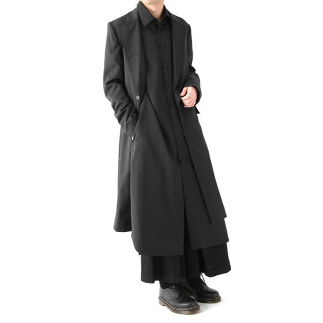 Yohji Yamamoto(ヨウジヤマモト)のGround Y Tab Coat Double Serge サイズ1 メンズのジャケット/アウター(チェスターコート)の商品写真