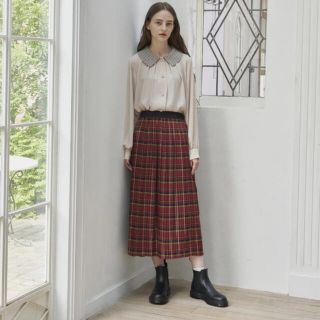 check pleats skirt idem(ロングスカート)