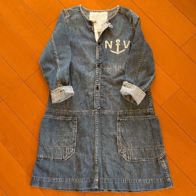 denim&dungaree ノーカラー デニム ワンピース