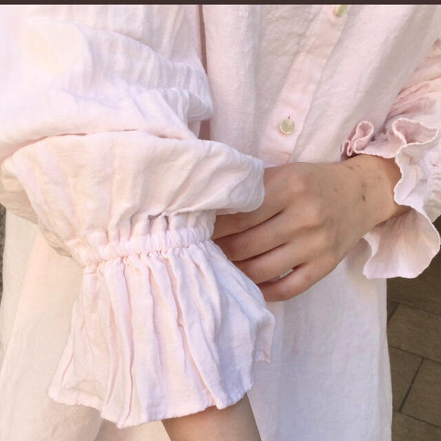 nest Robe - ネストローブ リネン近江晒しラッフル袖2wayブラウス