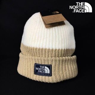 ザノースフェイス(THE NORTH FACE)のノースフェイス ニット帽 帽子 US限定 防寒 アウトドア 白 茶 180623(ニット帽/ビーニー)