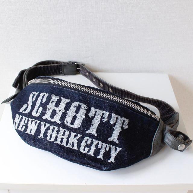 schott(ショット)のSCHOTT ショット ボディバッグ デニム×レザー（w-1924） メンズのバッグ(ボディーバッグ)の商品写真