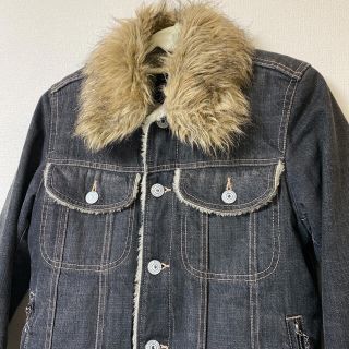 ザラ(ZARA)のファー トラッカージャケット ジージャン ボアジャケット メンズ ブラック Ｓ(Gジャン/デニムジャケット)