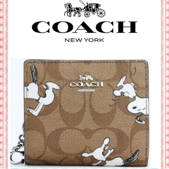 COACH(コーチ)の【新品】COACHI コーチ 二つ折り財布 スヌーピー シグネチャー coach レディースのファッション小物(財布)の商品写真