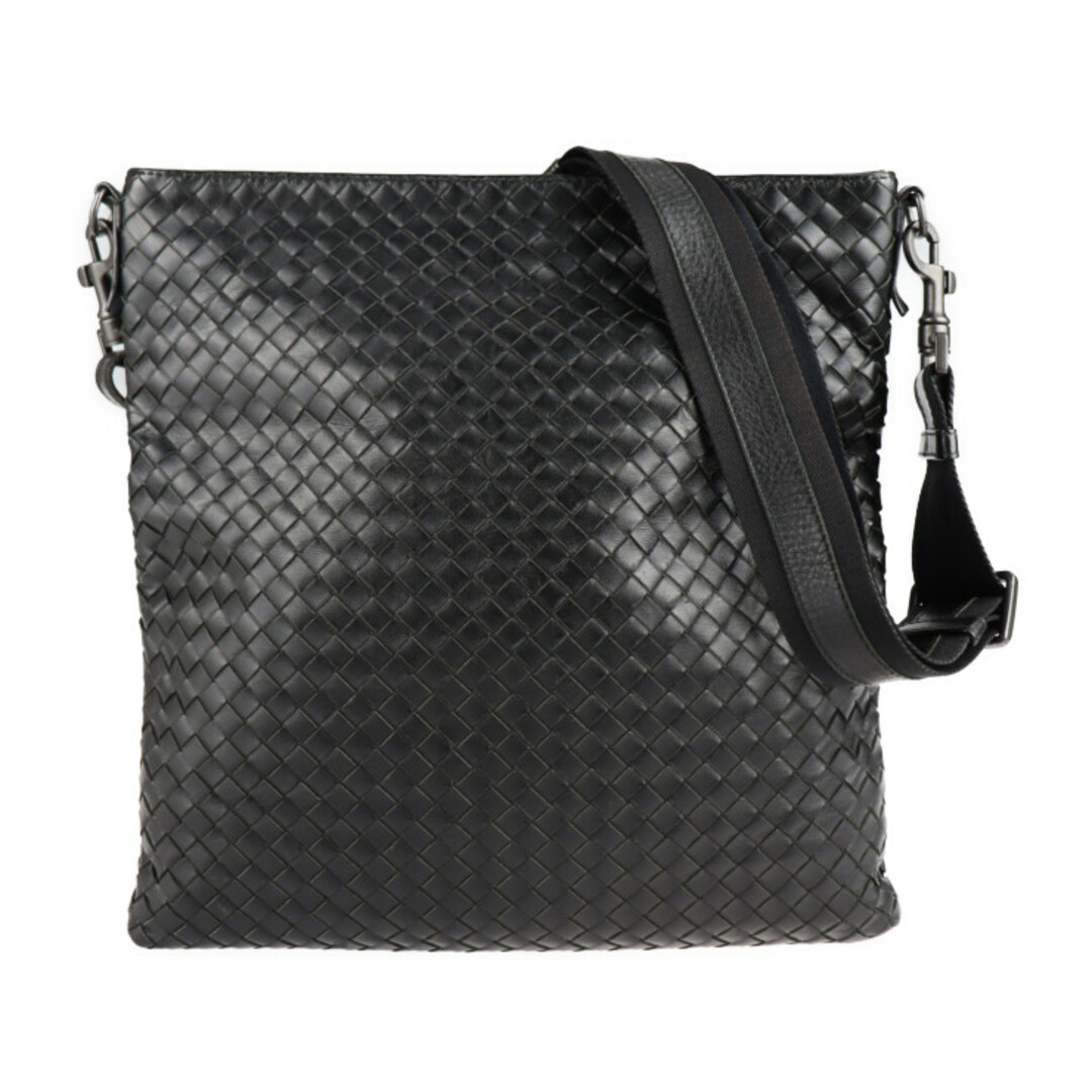 Bottega Veneta - BOTTEGAVENETA ボッテガヴェネタ イントレチャート  ショルダーバッグ 276356 レザー   ブラック   斜め掛け クロスボディバッグ メッセンジャーバッグ 【本物保証】