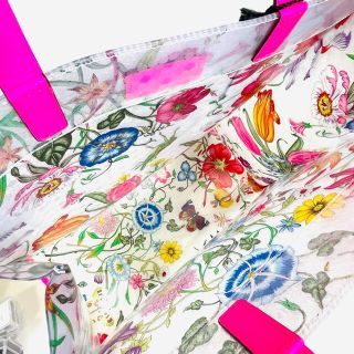 Gucci - 未使用 GUCCI フローラル プリント ビニール トートバッグ