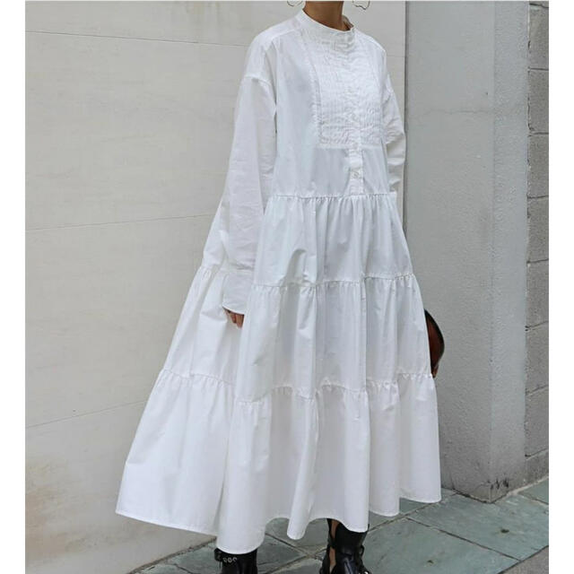 Drawer(ドゥロワー)のMACHATT タキシードシャツドレス ホワイト レディースのワンピース(ロングワンピース/マキシワンピース)の商品写真