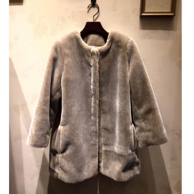 美品 whim gazette フェイクファー ノーカラーコート property