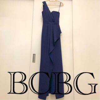 ビーシービージーマックスアズリア(BCBGMAXAZRIA)のBCBG ネイビー　ワンショルダーロングドレス(ロングドレス)