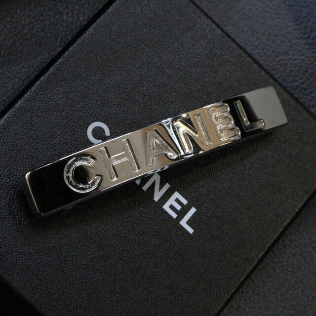 CHANEL☆ロゴプレートバレッタ/シルバー/ヴィンテージ