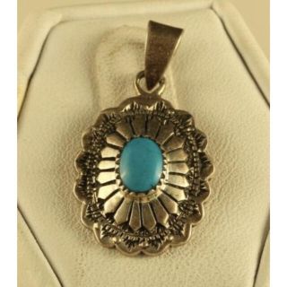 超希少!VINTAGE NAVAJO 1950's CONCHO TURQUOISE SILVER CHARM PENDANT