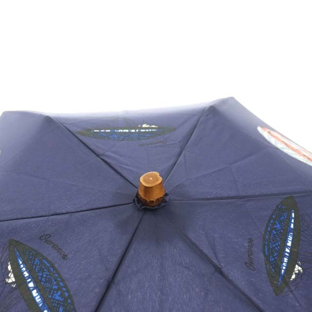 マニプリ カーニバル 折り畳み気球柄日傘 雨傘 晴雨兼用 総柄 バンブー 紺 5