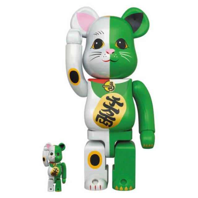 BE@RBRICK 招き猫 白×緑 100%u0026400%-