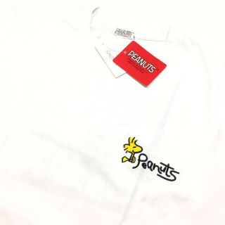 ピーナッツ(PEANUTS)の新品 正規 Ｌ スヌーピー 胸 刺繍 長袖Ｔシャツ ロンＴ Woodstock(Tシャツ/カットソー(七分/長袖))