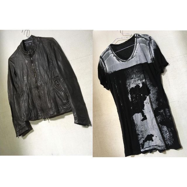 JULIUS(ユリウス)のmichi様 JULIUS レザージャケット＆Tシャツ　2点セット メンズのジャケット/アウター(レザージャケット)の商品写真