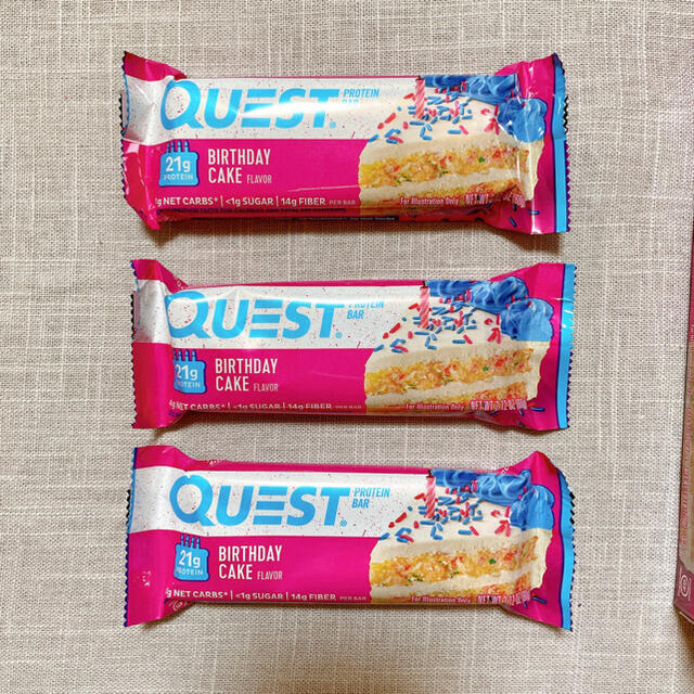 [未開封] QUEST 3本 バースデーケーキ味 プロテインバー 食品/飲料/酒の健康食品(プロテイン)の商品写真