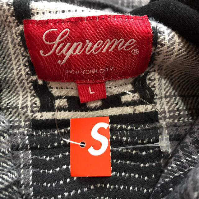 Supreme Hooded Shadow Plaid Shirt 灰黒L