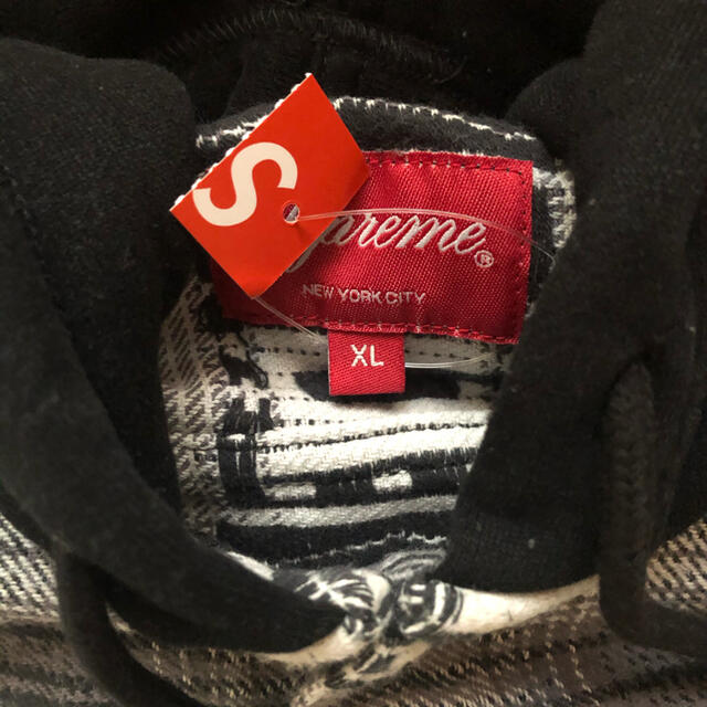 Supreme Hooded Shadow Plaid Shirt 灰黒XL