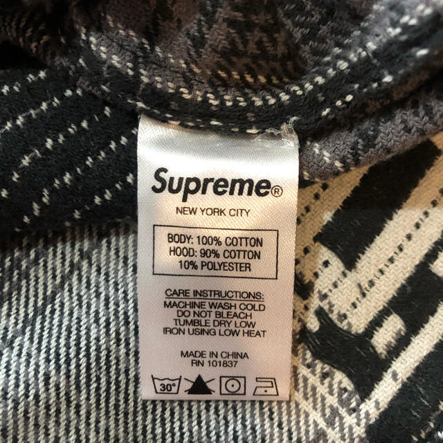 Supreme Hooded Shadow Plaid Shirt 灰黒XL