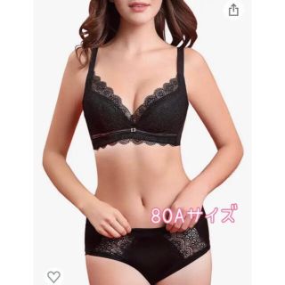 Myshe ブラセット下着 女性 セット ブラ ショーツ 下着セット 黒(ブラ&ショーツセット)