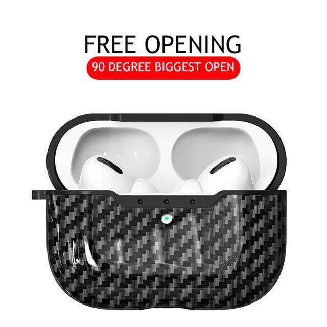 AirPods Pro ケース エアポッズ ブラック カーボン風 スマホ/家電/カメラのオーディオ機器(ヘッドフォン/イヤフォン)の商品写真