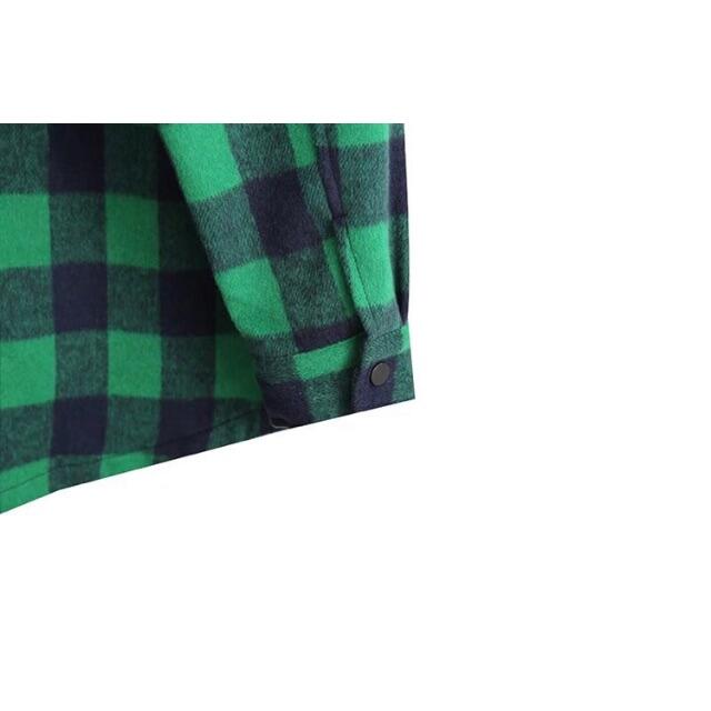 🎃10月新作👻6340◆green グリーン チェック柄 シャツジャケット