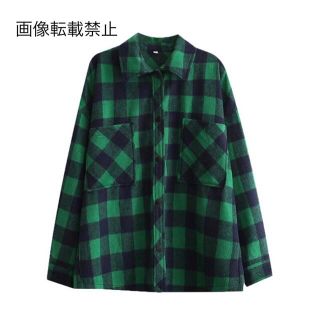 ザラ(ZARA)の🎃10月新作👻6340◆green グリーン チェック柄 シャツジャケット(Gジャン/デニムジャケット)