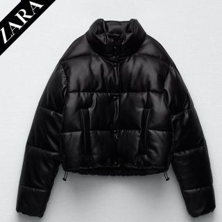 ザラ(ZARA)のZARA レザーダウンジャケット(ダウンジャケット)