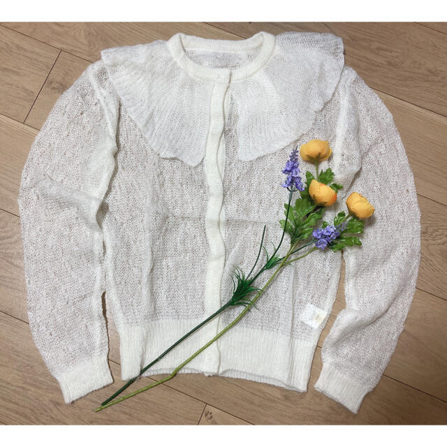 (即納) OPEN-KNIT WHITE CARDIGAN❤︎ レディースのトップス(カーディガン)の商品写真