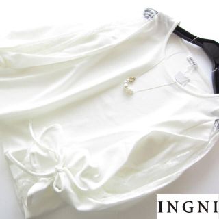 イング(INGNI)のINGNI/イング 新品 袖割れレースフレア袖梨地トップス/WH(カットソー(長袖/七分))