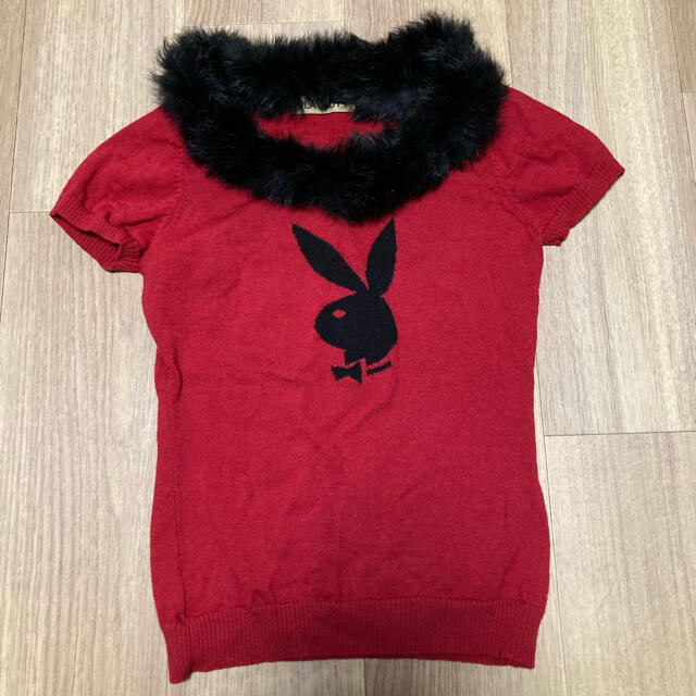 PLAYBOY(プレイボーイ)の週末限定 90s vintage playboy ファー付き　ニット レディースのトップス(ニット/セーター)の商品写真