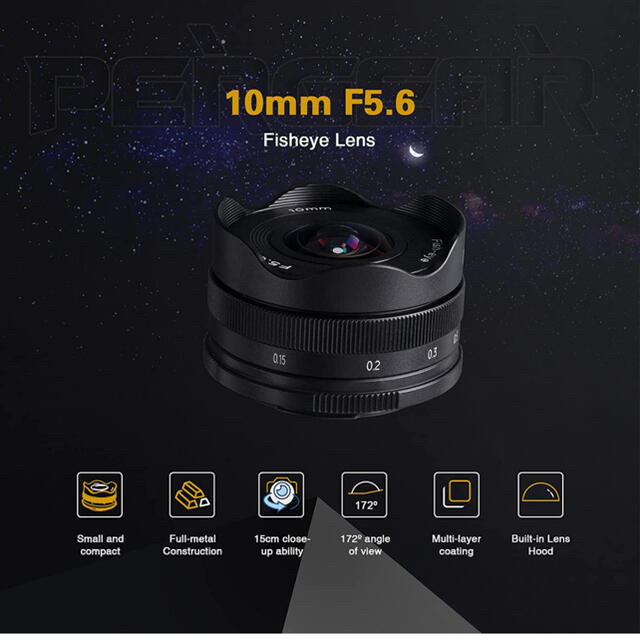 10mm F5.6 パンケーキ魚眼レンズ APS-C Sony Eマウントカメラレンズ(単焦点)