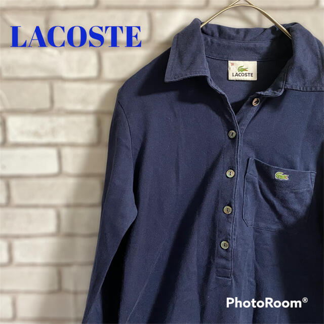 LACOSTE(ラコステ)のLACOSTE ラコステ　長袖　ポロシャツ　３８　ネイビー レディースのトップス(ポロシャツ)の商品写真