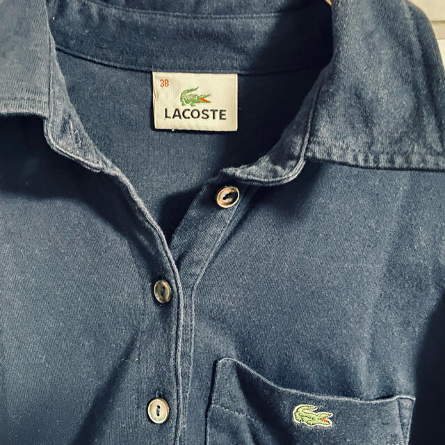 LACOSTE(ラコステ)のLACOSTE ラコステ　長袖　ポロシャツ　３８　ネイビー レディースのトップス(ポロシャツ)の商品写真