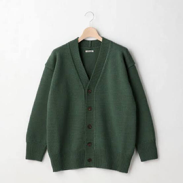 AURALEE Felt Wool Yarn Knit Cardigan